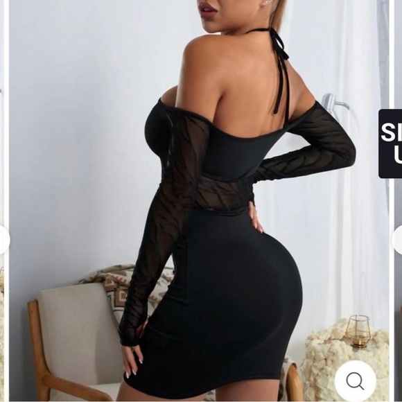 Katch me black STRAP HALTERNECK CUT OUT SPANDEX BODYCON DRESS - Picture 3 of 4